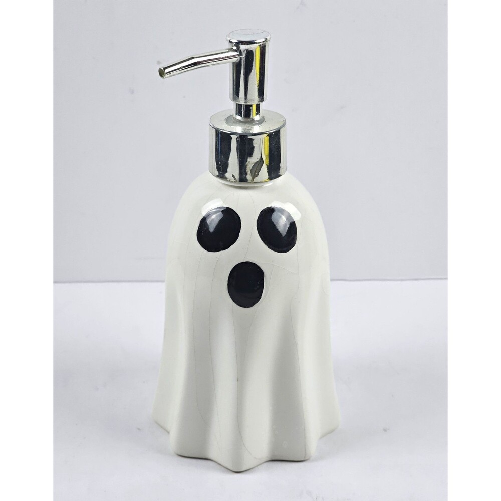 Home Essentials Ghost Ceramic Pump Soap Dispenser Glossy White 8 in